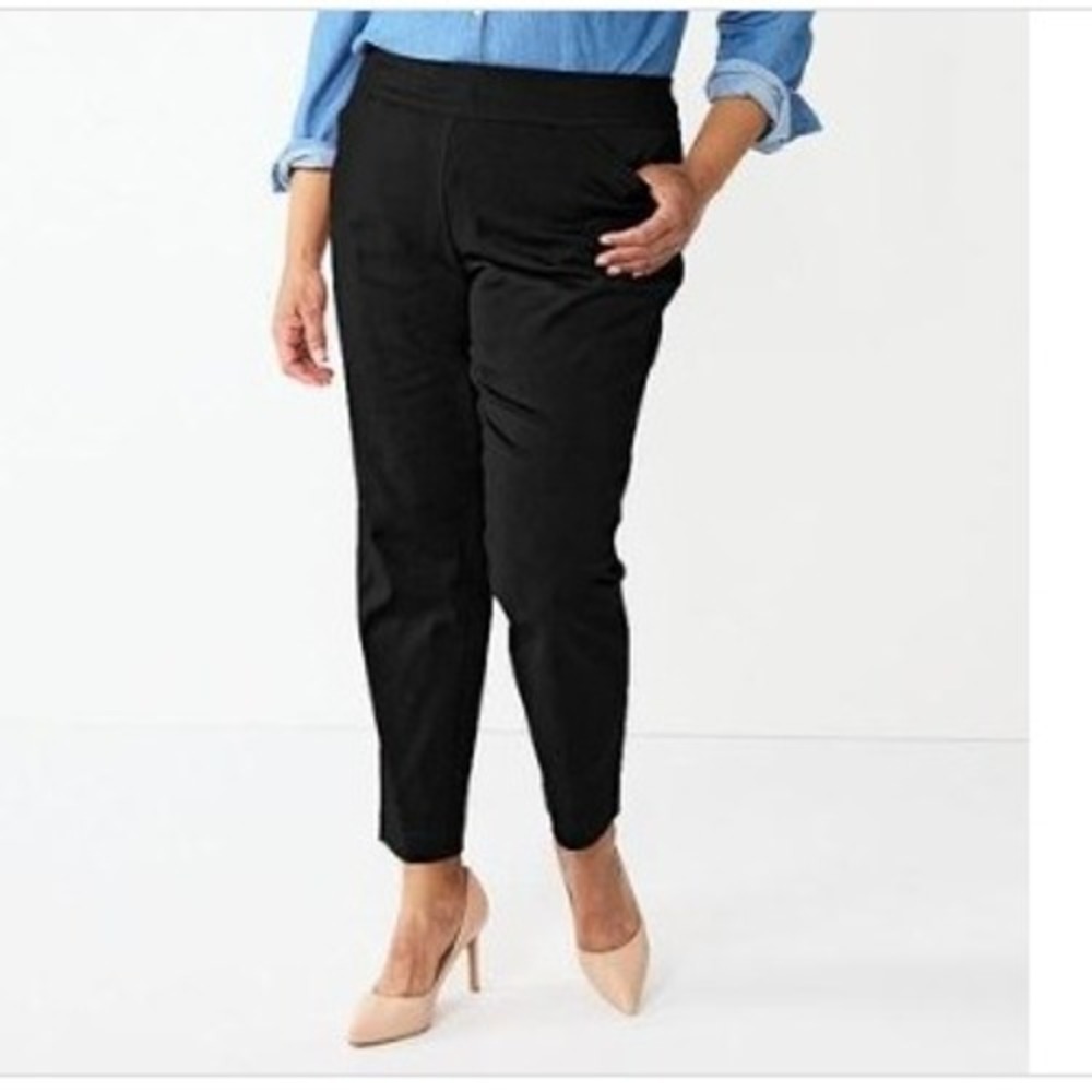 NWT Croft & Barrow‎ Effortless Stretch Pull On Straight Leg Pants Black 18W